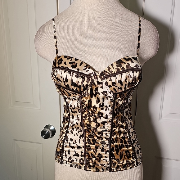 Leopard Print Bustier Corsett Top. Leopard Print. Meduim. Hook And Eye. - Picture 1 of 11